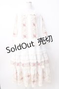 PINK HOUSE / ローズチュールレース使いパッチワーク風ワンピース  白 Y-25-09-30-008-LO-OP-AS-ZY