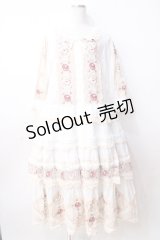 PINK HOUSE / ローズチュールレース使いパッチワーク風ワンピース  白 Y-25-09-30-008-LO-OP-AS-ZY