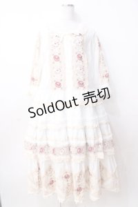 PINK HOUSE / ローズチュールレース使いパッチワーク風ワンピース  白 Y-25-09-30-008-LO-OP-AS-ZY