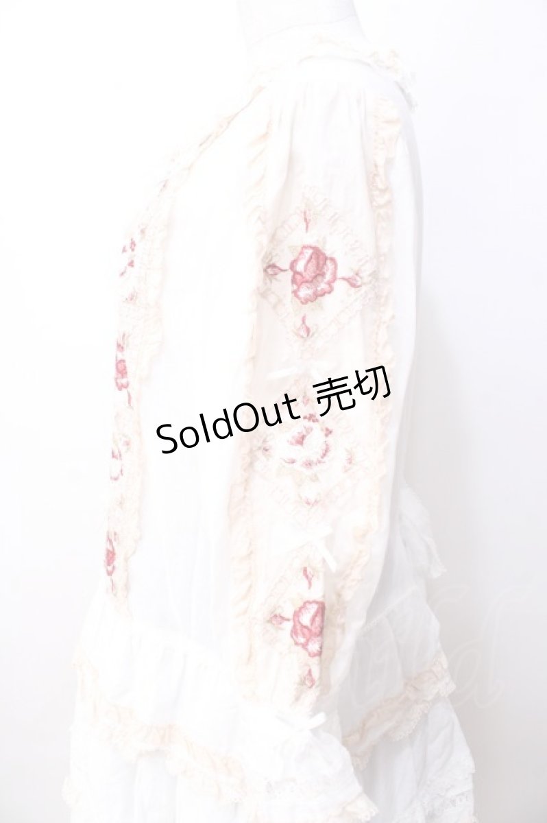 画像4: PINK HOUSE / ローズチュールレース使いパッチワーク風ワンピース  白 Y-25-09-30-008-LO-OP-AS-ZY (4)