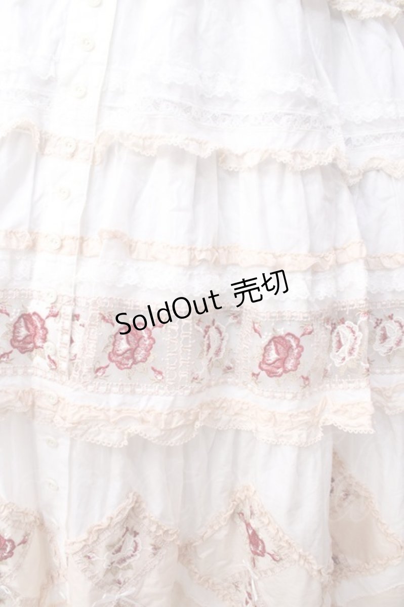 画像5: PINK HOUSE / ローズチュールレース使いパッチワーク風ワンピース  白 Y-25-09-30-008-LO-OP-AS-ZY (5)