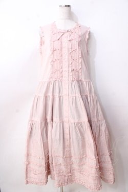 画像1: PINK HOUSE / ローンノースリーブワンピース  ピンク Y-25-09-30-010-LO-OP-AS-ZY