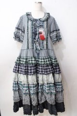 PINK HOUSE / ギンガムティアードワンピース  グリーン Y-25-09-30-011-LO-OP-SZ-ZY