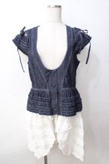 PINK HOUSE / オールドデイムｘローンフリルロングベスト  青 Y-25-09-30-012-LO-TO-AS-ZY