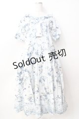 PINK HOUSE / ローズリースプリントワンピース  サックス Y-25-09-30-015-LO-OP-SZ-ZY