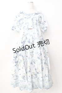 PINK HOUSE / ローズリースプリントワンピース  サックス Y-25-09-30-015-LO-OP-SZ-ZY