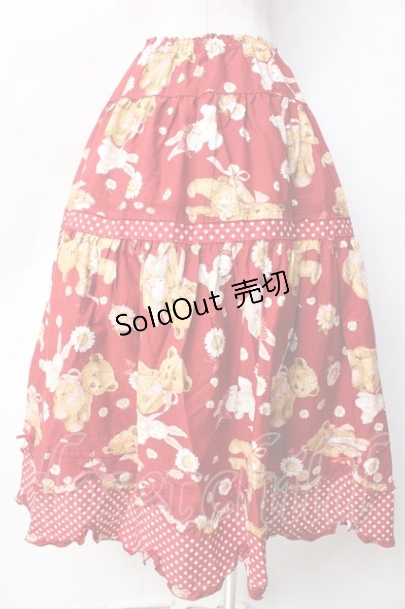 画像2: PINK HOUSE / ひな菊ロンドプリントスカート F 赤 Y-25-09-30-021-LO-SK-SZ-ZY (2)