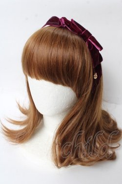 画像1: axes femme / ベロアリボンカチューシャ  ワイン Y-25-10-03-049-AX-ZA-SZ-ZY