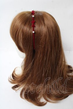 画像2: axes femme / フロッキーリボンカチューシャ  赤 Y-25-10-03-050-AX-AC-SZ-ZY