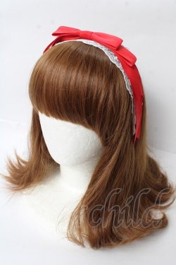 画像1: axes femme kawaii / レースリボンカチューシャ  赤 Y-25-10-03-051-AX-AC-SZ-ZY