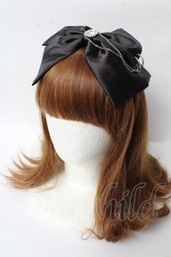 画像1: GOTH / ビジュー付きリボンカチューシャ  黒 Y-25-10-03-052-GO-AC-SZ-ZY