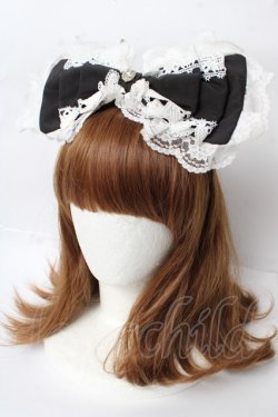 画像1: LOLITA / ビックリボンカチューシャ  黒 Y-25-10-03-053-LO-AC-SZ-ZY