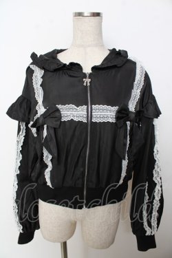 画像1: axes femme POETIQUE / リボンフリルブルゾン  黒 Y-25-10-03-061-AX-JA-SZ-ZY