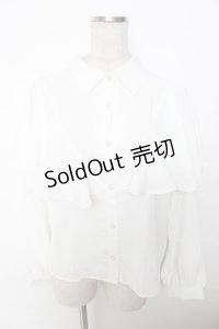 axes femme / ケープ風フリルブラウス  白 Y-25-10-03-063-AX-BL-SZ-ZI