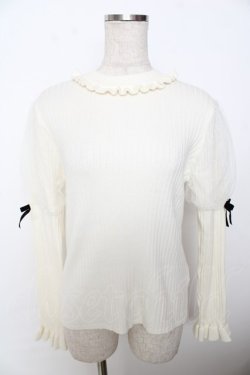 画像1: axes femme POETIQUE / 袖チュールデザインニット  生成り Y-25-10-03-065-AX-TO-SZ-ZY