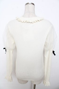 画像2: axes femme POETIQUE / 袖チュールデザインニット  生成り Y-25-10-03-065-AX-TO-SZ-ZY