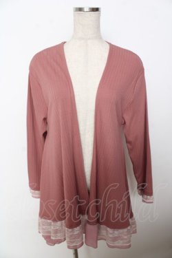 画像1: axes femme / 裾レーストッパーカーデ M ピンク Y-25-10-03-071-AX-TO-SZ-ZY