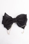 LOLITA / パール付きリボンバレッタ  黒 Y-25-10-03-009-LO-ZA-SZ-ZY