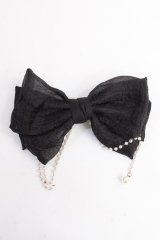 LOLITA / パール付きリボンバレッタ  黒 Y-25-10-03-009-LO-ZA-SZ-ZT487-F001