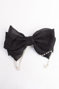 LOLITA / パール付きリボンバレッタ  黒 Y-25-10-03-009-LO-ZA-SZ-ZT487-F001