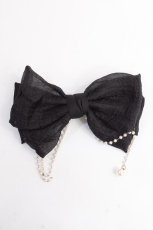 画像1: 【SALE】LOLITA / パール付きリボンバレッタ  黒 Y-25-10-03-009-LO-ZA-SZ-ZT487-F001 (1)