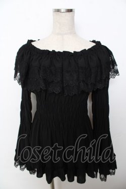 画像1: ATELIER PIERROT / Shirring princess sleeve blouse  黒 Y-25-10-03-082-EL-BL-SZ-ZY