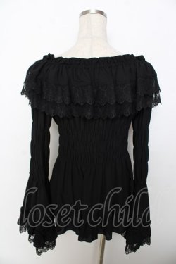 画像2: ATELIER PIERROT / Shirring princess sleeve blouse  黒 Y-25-10-03-082-EL-BL-SZ-ZY