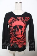 SEX POT ReVeNGe / ドクロプリントカットソー  黒 Y-25-10-03-086-SP-TO-SZ-ZY