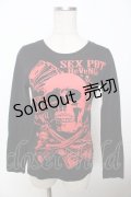 SEX POT ReVeNGe / ドクロプリントカットソー  黒 Y-25-10-03-086-SP-TO-SZ-ZY