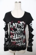 PEACE NOW / 袖ダメージプリントカットソー  黒 Y-25-10-03-087-PU-TO-SZ-ZY