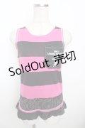 SUPER LOVERS / ボーダータンクトップ  ピンク Y-25-10-03-096-PU-TO-SZ-ZT1021Y