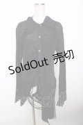 H jelly / 異素材イレヘムダメージカーディガン  黒 Y-25-10-03-103-HN-TO-AS-ZY