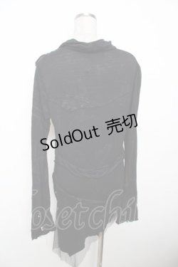 画像2: H jelly / 異素材イレヘムダメージカーディガン  黒 Y-25-10-03-103-HN-TO-AS-ZY