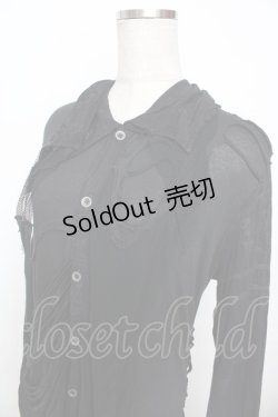 画像3: H jelly / 異素材イレヘムダメージカーディガン  黒 Y-25-10-03-103-HN-TO-AS-ZY