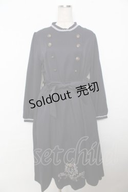 画像1: axes femme / 裾刺繍ナポレオン風ワンピース F 紺 Y-25-10-03-107-AX-OP-SZ-ZI