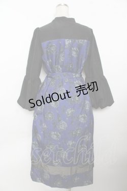 画像2: axes femme / バルーンスリーブフラワーワンピース  黒×パープル Y-25-10-03-119-AX-OP-SZ-ZI