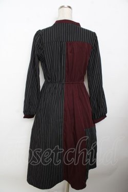 画像2: axes femme / バイカラーイレヘムワンピース  黒×ワイン Y-25-10-03-120-AX-OP-SZ-ZY