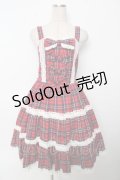 axes femme kawaii / タータンチェックジャンスカ M 赤 Y-25-10-03-129-AX-OP-SZ-ZY