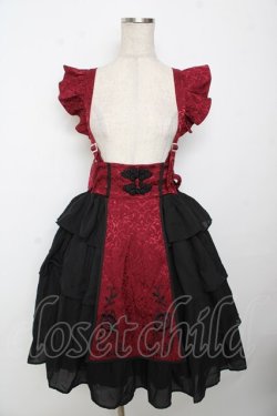 画像1: axes femme kawaii / 牡丹刺繍チャイナスカート  ワイン Y-25-10-03-130-AX-SK-SZ-ZY