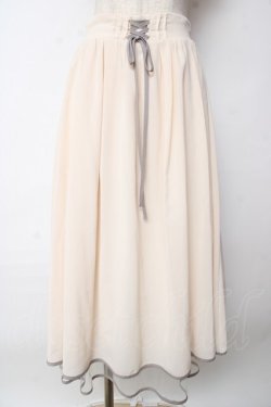 画像1: axes femme POETIQUE / リボン花柄バックフリルスカート Ｍ キナリ Y-25-10-03-162-AX-SK-SZ-ZY
