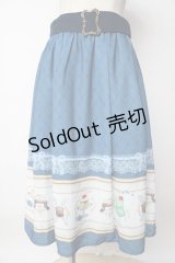 axes femme POETIQUE / レトロ喫茶ベルト付スカート  ブルー Y-25-10-03-163-AX-SK-SZ-ZI