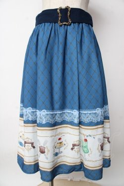 画像1: axes femme POETIQUE / レトロ喫茶ベルト付スカート  ブルー Y-25-10-03-163-AX-SK-SZ-ZY