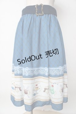 画像1: axes femme POETIQUE / レトロ喫茶ベルト付スカート  ブルー Y-25-10-03-163-AX-SK-SZ-ZI