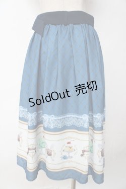 画像2: axes femme POETIQUE / レトロ喫茶ベルト付スカート  ブルー Y-25-10-03-163-AX-SK-SZ-ZI