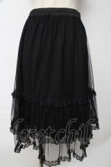 axes femme / ミドル丈チュールパニエ  黒 Y-25-10-03-172-AX-SK-SZ-ZI