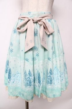 画像1: axes femme POETIQUE / 刺繍入り雪柄ミドルスカート  ミント Y-25-10-03-179-AX-SK-SZ-ZY