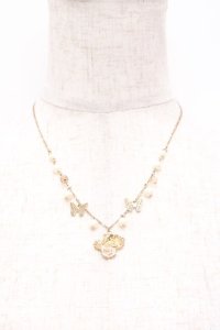 axes femme / フラワーモチーフパールネックレス  ゴールド Y-25-10-03-003-AX-AC-HR-ZY