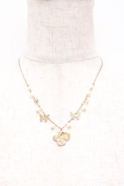 画像1: axes femme / フラワーモチーフパールネックレス  ゴールド Y-25-10-03-003-AX-AC-HR-ZY
