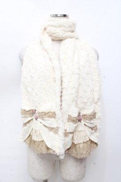 画像1: axes femme / ビッグリボンファーマフラー  生成り Y-25-10-03-033-AX-ZA-SZ-ZY