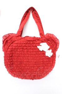 PINK HOUSE / Teddyシルエットフリルバッグ  赤 Y-25-10-05-079-LO-BG-SZ-ZY